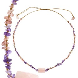 Collier vanessa simon Béryl Mix quartz rose améthyste